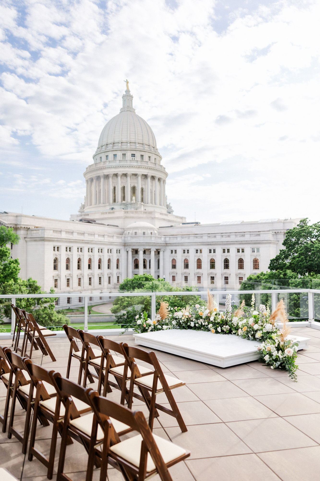 rooftop ceremony overlooking the madison wisconsin capitol